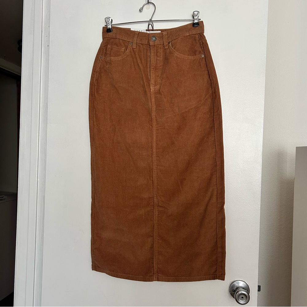 Brown Denim Midi Skirt